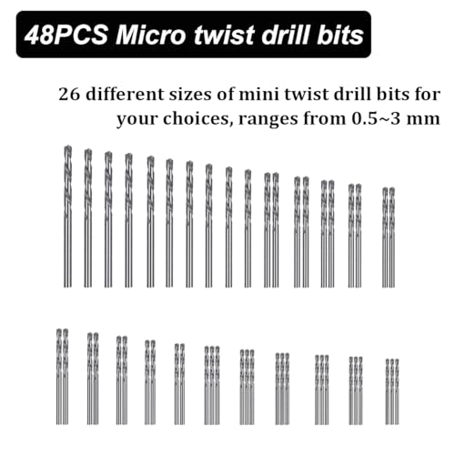 Dianrui 60 PCS Pin Vise Hand Drill Set including a Hand Drill, a Elbow Tweezers, 10 PCS PCB Mini Drills Bits, and 48 PCS 0.3-3.5mm Twist Micro Drill Bit Set for Jewelry DIY, Resin and Model Making Etc - style: 60 set