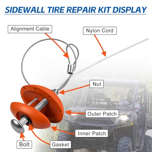 Tire Puncture Repair Kit – Portable Sidewall Emergency Repair Tool Compatible with ATV UTV SXS RZR Can-Am KRX Talon Maverick Polaris Jeep Toyota Lawnmower Zero‑Turn Tractor Trailer - color: 2 PCS