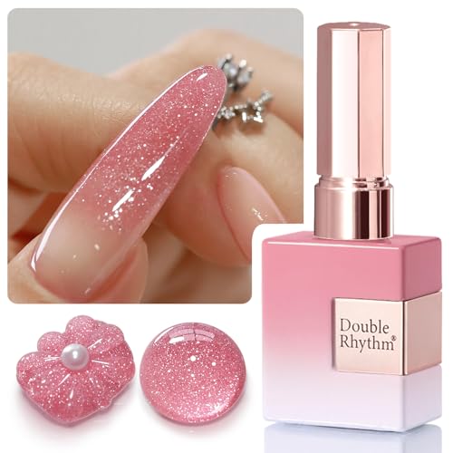 Double Rhythm 0.5Oz Glitter Gel Polish Shimmer Reflective Color for Nail Art Salon DIY Soak Off 15ml Nail Lamp Gel Polish at Home (Light Pink-B1173) - color: Blossom Pale Pink