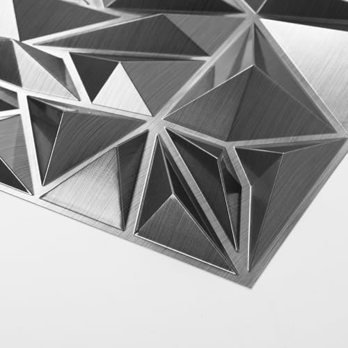 Art3d 33-Pack Modern Diamond Textured 3D Wall Panels, 12 x 12 in, Silver - color: ‎Silver, size: 12x12 Inch 33 pcs