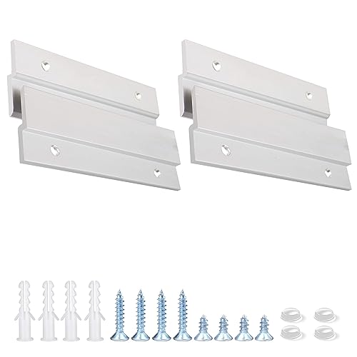 French Cleat Picture Hanger, 4 Inches Aluminum Z Hanger - 2 Pairs | Supports 50lbs, Interlocking Wall Mounting Bracket, For Mirrors, Picture, Shelf, Whiteboard, Art, Frames - size: 4 Inch-Standard