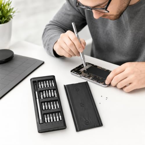 24 in 1 Precision Screwdriver Set, Small Multifunction Magnetic Repair Tool Kit with 24 Bits for Phone Electronics Laptop Watch Camera Glasses Console DIY Men Gift, Black - color: 24 in 1 Black