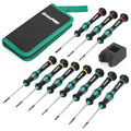 GRENPRO 10-Piece Precision Screwdriver Set, Magnetic Small Screwdrivers with Phillips, Slotted, Torx Star for Eyeglass, Watch, Computer, Laptop, Phone,Green - color: Green