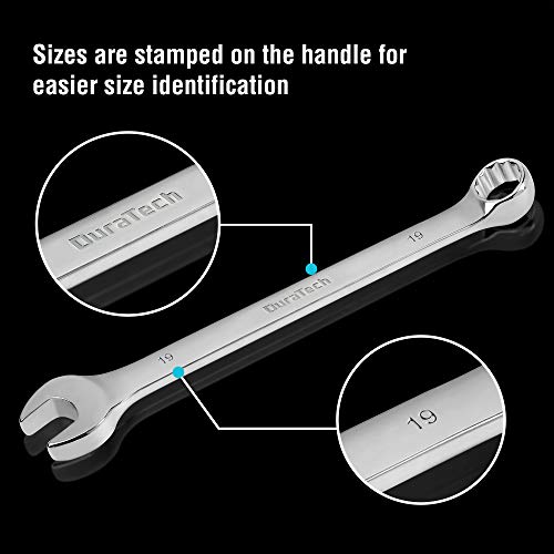DURATECH Combination Wrench Set, SAE & Metric, 22-piece, 1/4-7/8" & 8-19mm - size: Metric&SAE (8 to 19mm & 1/4" to 7/8")