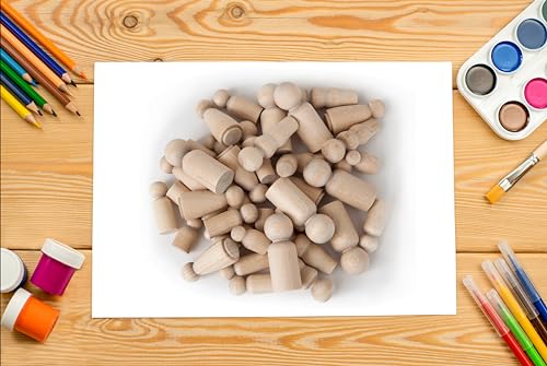 Natural Unfinished Wooden Peg Doll Bodies, Quality People Shapes, Great for Arts and Crafts, Birch and Maple Wood Turnings, Artist Set of 40 in 5 Different Shapes and Sizes (Pack of 2) - size: 40 People In 5 Different Shapes (Pack of 2)