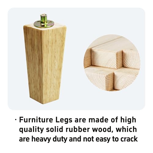 4PCS 5 Inch Solid Wood Furniture Legs, Square Wooden Sofa Couch Feet Leg Replacement for Desk Cabinet Bench Dresser Chair Bookcase Risers Parts, Log Stain - size: 5 Inch