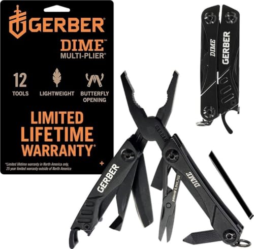 Gerber Dime 12-in-1 Mini Multitool Pliers, Pocket Knife,Bottle Opener,Black - color: Black, size: Single