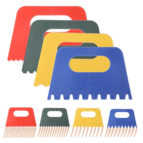 4 Pack Texture Tools for Plaster Plastic Paint Scraper Tool Art Paint Scrapers Kit Textured Art Tools Art Putty Scraper DIY Graffiti Oil Painting and Drawing Plaster Texture Tools for Texture Art on C