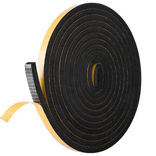 Self Adhesive Foam Tape Weatherstrip 1/2in x 3/8in x 16.5Ft High Density Foam Insulation Strips Foam Seal Weather Stripping with Strong Adhesive for Door and Window Sound Isolation Soundproofing - size: 1/2in x 3/8in x 16.5Ft