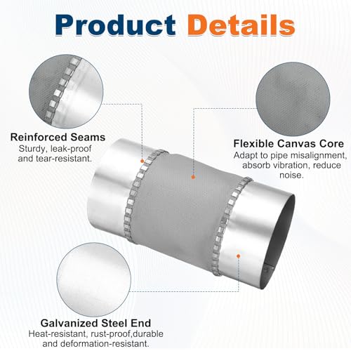 Flexible Duct Connector 4" Galvanized Steel Male Fit Silver 2Pcs - size: 4 Inch