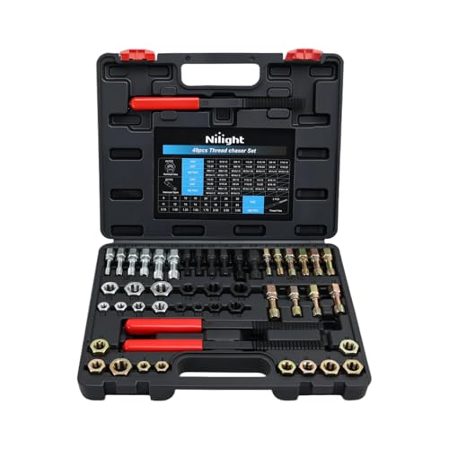 Nilight 49PCS Thread Chaser Set SAE Metric Universal UNC UNF Sizes - size: 49PCS Metric & SAE