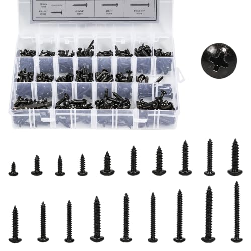 450Pcs Pan Head Phillips Wood & Sheet Metal Screws Assortment Kit, #4~#10
