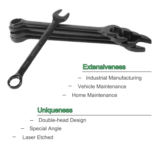 20-Piece Metric Combination Wrench Set in Roll-up Pouch, Metric 6-32mm, Spanner Wrench Set | 12 Point | Chrome Vanadium Steel | Fully Polished (Black)