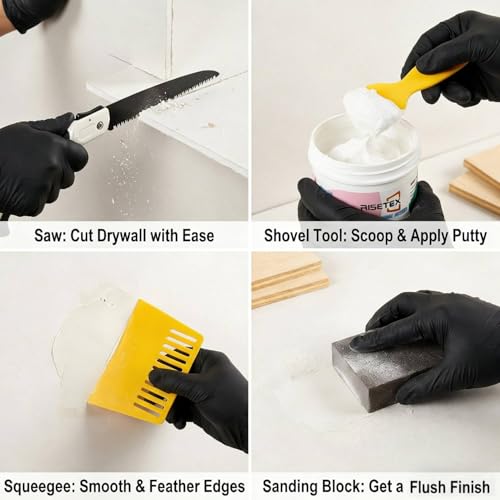 Drywall Repair Kit，34 Pcs 12x12inch Wall Patch Kit with Saw& Wood Boards
