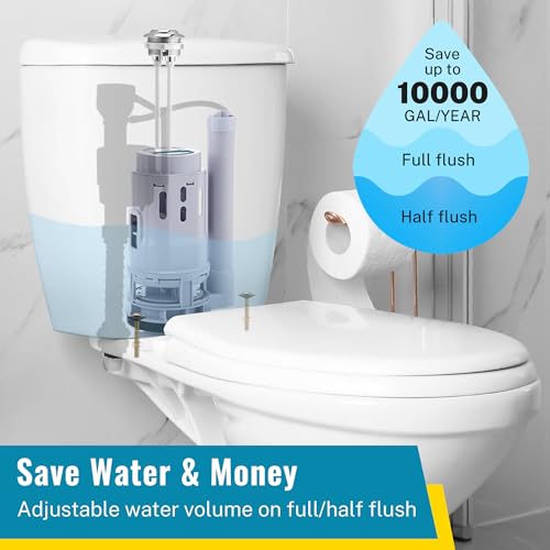 Saillong 3 Inch Dual Flush Valve Replacement Kit with Top Push Button, Tank to Bowl Gasket and Bolts, Toilet Repair Kit Inside Tank for 2 Piece Toilet, Easy to Install (2 Pack)
