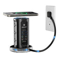 Kakyanill 115W USB Charging Station, Power Strip Tower with 9 AC 8 USB - color: Black&Orange