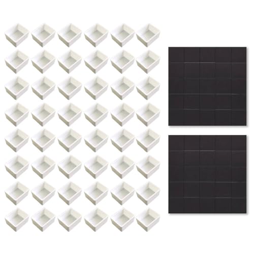 48Pcs Watercolor Half Pans Empty with Magnetic Stripe,Plastic Palette Tins - color: 48 Half Pans