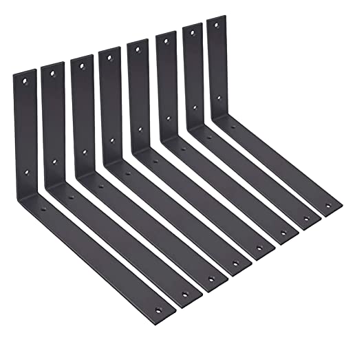 Shelf Brackets 12 Inch L Brackets for Shelves Heavy Duty Black Wall Brackets for Shelves 5mm Thick Metal Bracket Support for Shelf with Screws - size: 12 Inch, style: Black-8 Pack
