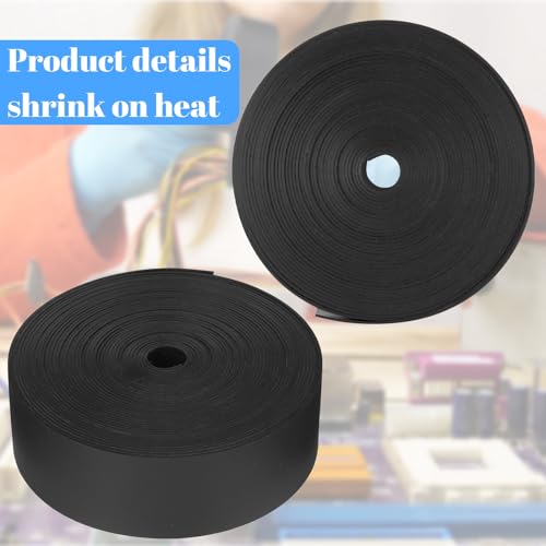 1 Inch Heat Shrink Tape Black Electrical Roll Shrinkable Wrap - size: 1 Inch