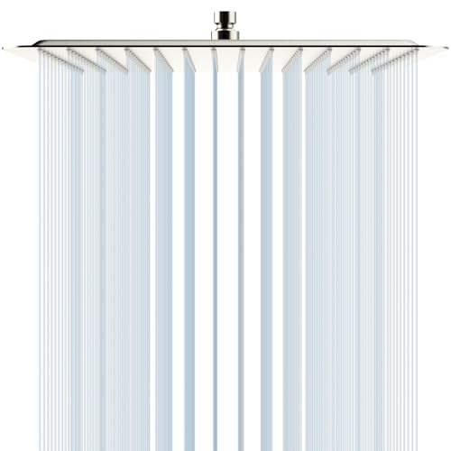 SR SUN RISE 16 Inch Extra Large Rain Shower Head Brushed Nickel 304 Stainless Steel High Pressure Rainfall Showerhead Ultra Thin Water Saving - color: Brushed Nickel, size: 16 Inch