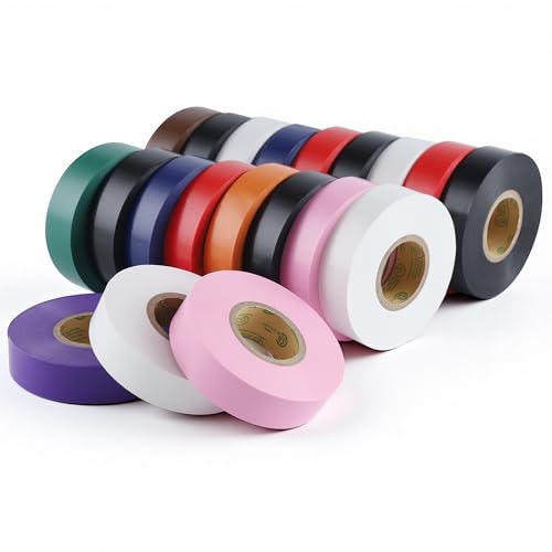 Lichamp 20-Pack Colored Electrical Tape Waterproof, 3/4 in x 66ft, UL/CSA