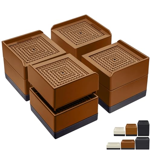 ANNKUT Bed Furniture Risers 3 inch, Square Adjustable Risers Blocks for Bed Sofa Table and Couch Lift to 1.5 or 3 inch，Heavy Duty Support Up to 1,300 Lbs (4 Pack-Brown) - color: 3 Inch-brown(square)