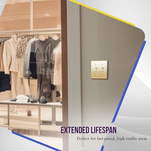 ENERLITES Double Toggle Switch Metal Wall Plate, 2-Gang, Polished Brass - color: Polished Brass, size: Standard Size