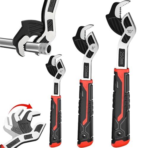 Pipe Wrench Set, 6” 8” 10” Self Adjusting Pipe Wrench, Multi-function Self-locking Pipe Vise Wrench Set, for 9/32" to 1-3/8" (7-35mm) Pipe Fittings, Standard Nuts and Irregular Nut - color: 6”+8”+10”