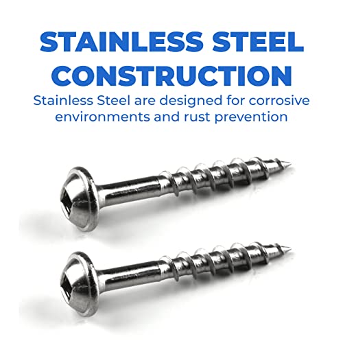 Kreg Stainless Steel Pocket Hole Screws - SML-C125S5-100 - 1-1/4-Inch - Coarse Thread - Maxi-Loc Head - Outdoor - 100 Count