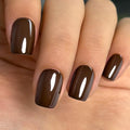 CurvLife Short Square Fall Press On Nails, Everyday Gloss Brown, Soft Gel - color: Brown Nails