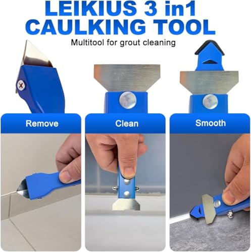 3 in 1 Silicone Caulking Tool, High Quailty Grout Removal Tool and Sealant Finishing Scraper with Stainless Steelhead, Caulk Remover Tool Kit for Window, Kitchen, Floor, and Sink Joint - style: Professional Tool Kits