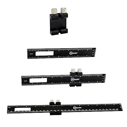 3PCS Black Metal Woodworking Ruler, Adjustable 6/8/12 Inch Precision Pocket Slide Ruler,Inch and Metric Measuring Ruler for Woodworker (Black) - color: Black