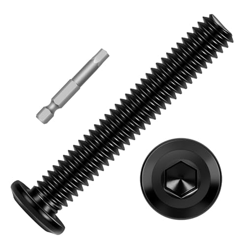 20 PCS 1/4"-20 x 2 Flat Head Socket Cap Screws Bolts, Flat Round Head Furniture Allen Bolts, Stainless Steel 304, Full Thread, Black Coating, Screwdriver Bit Included - size: 1/4"-20 x 2"