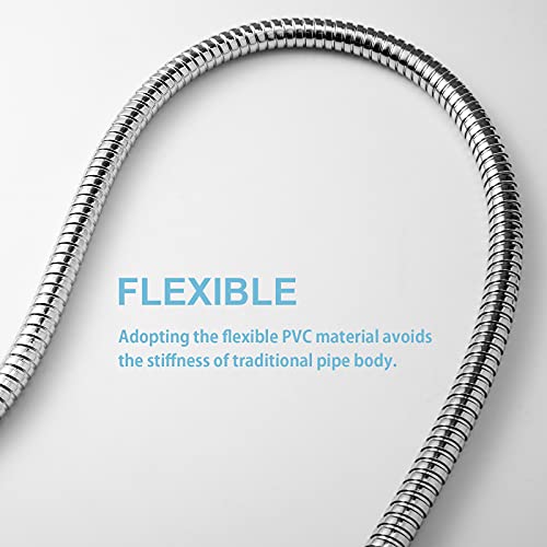 OFFO Shower Hose, 48 in Kink Free Stainless Steel Shower Hose Attachment Electroplating Handheld Shower Head Hose Flex Hoses Extension with Brass Insert & Nut for Pet Bathing Cleaning, Chrome - color: Chrome, size: 48 in