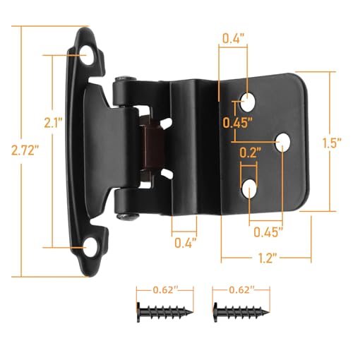 20 Pack (10 Pairs) 3/8 Inch Inset Cabinet Hinges Black - color: Matte Black, size: 20 Pack (10 Pairs)
