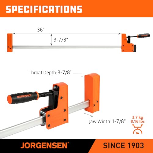 Jorgensen 36-inch Bar Clamps Set, 2-pack Cabinet Master 90° Parallel Clamps - size: 36 Inch