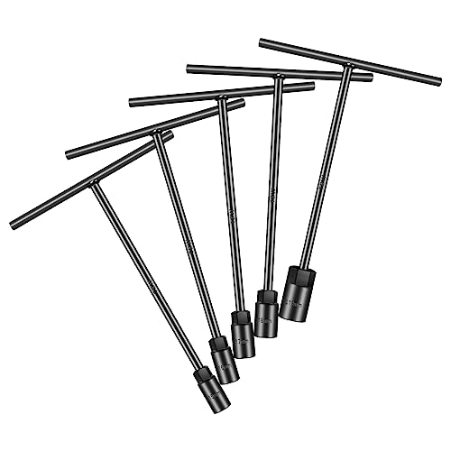 T - Handle Metric Socket Wrench Set 6- Point (15mm,16mm,17mm, 18mm,19mm) Cr-V Steel Lug Wrench Hex Socket for Motorcycle Car Bicycle Repair (5 Pack) - size: 5Pack