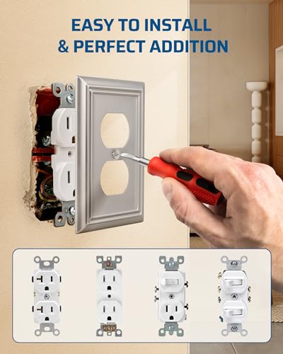 DEWENWILS 4-Pack Duplex Wall Plate, Metal Wall Outlet Cover - color: Brushed Nickel, size: 1 Duplex 4PK