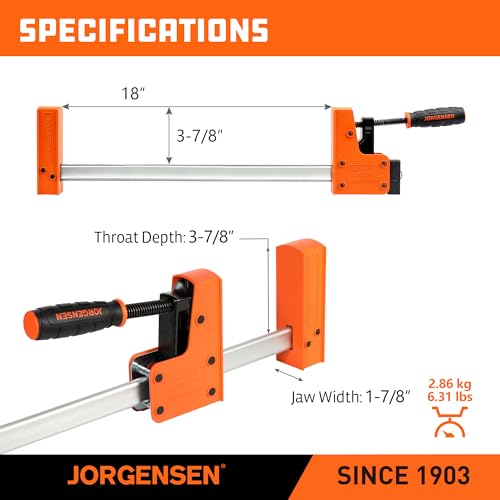 Jorgensen 18-inch Bar Clamps Set, 2-pack Cabinet Master 90° Parallel Clamps - size: 18 Inch