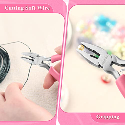 5 Inch Mini Lineman's Pliers - Spring Loaded with Serrated Jaw Combination Pliers, Small Wire Cutters for Jewelry Making, Multi-Use - style: Linemans Pliers