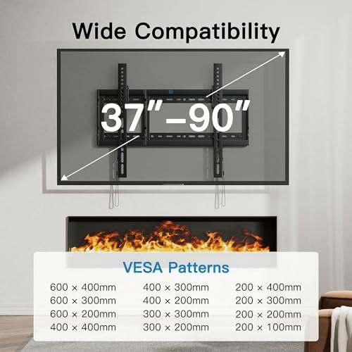 Pipishell Tilt TV Wall Mount Bracket Low Profile for Most 37-90 Inch LED LCD OLED Plasma Flat Curved TVs, Large Tilting Mount Fits 16"-24" Wood Studs Max VESA 600x400mm Holds up to 132lbs (Pack of 10) - size: 37"-90" Tilt TV Wall Mount (Pack of 10)