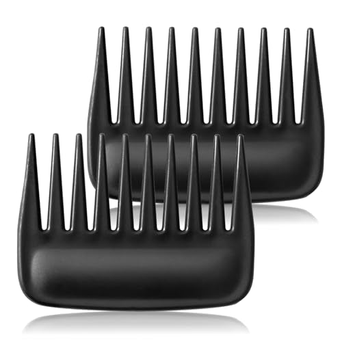 SIMPOR 2 Pack Wide Tooth Comb for Curls and Wigs, Travel Portable Detangler - color: Black - 2 Pcs