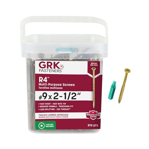 GRK Fasteners R4™ #9 x 2-1/2" Multi-Purpose Framing Screws, 575 PCS - size: #9x2-1/2" 575 count