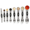 Magnetic Measuring Spoons Set with Leveler, Stackable Stainless Steel Tablespoons for Baking, Fits in Spice Jars - color: Silver