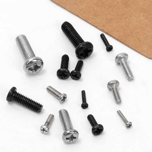 1200PCS Phillips Pan Head Small Machine Screws Assortment Kit M1-M3 Cross Round Head Screws Bolts Pan Head Machine Screw for Eyeglasses Watches Clocks Mobile Phone 24 Sizes Silver