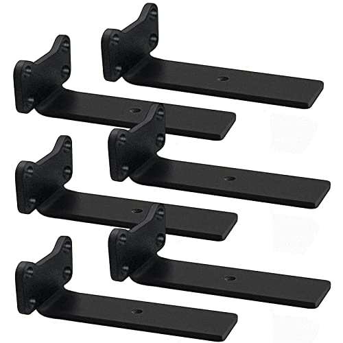 Floating Shelf Brackets Heavy Duty Industrial L Shelf Bracket 1/5 Inch Thick Premium Solid Steel Shelf Supports, Black Rustic Wall Brackets for Shelves - 6 Inch Floating Shelves Hardware (6 Pack) - size: 6 Inch-6 Pack
