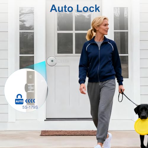 BIWIBON Fingerprint Door Lock, Fingerprint Door Knob with 5 Unlock Options - color: Silver 02