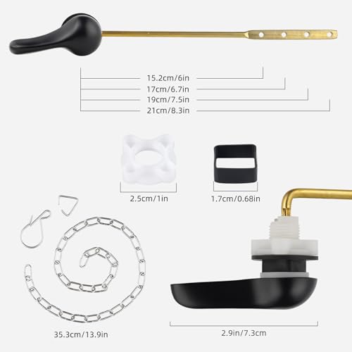 iFealClear Universal Metal Toilet Handle Replacement Kit, Front Mount Toilet Tank Flush Lever Handle with Stainless Steel Chain, Toilet Trip Lever Fits Most Toilets, Easy to Install, Matte Black - color: Matte Black, style: Front Mount Design