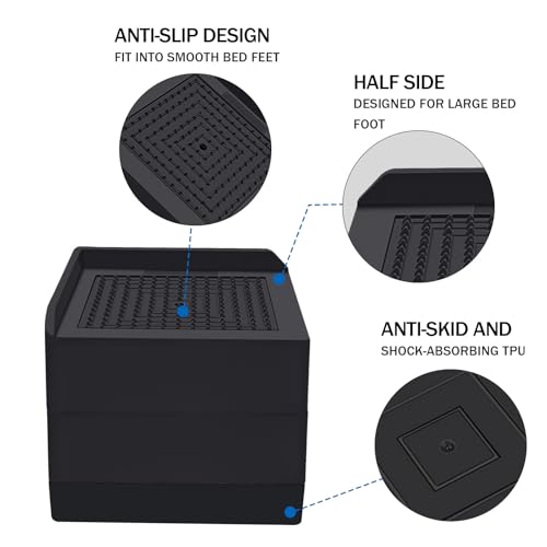 ANNKUT Bed Risers 3 inch Heavy Duty,Furniture Risers for Desk Table Sofa Couch Lifts to 1.5 or 3 inch, Square Adjustable Risers Blocks, Support Up to 1,300 Lbs（4 Pack-Black） - color: 3 Inch-black(square)