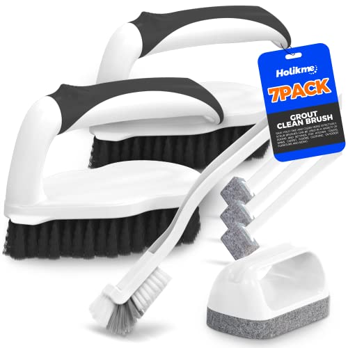 Holikme 7 Pack Cleaning Brush Scrub Brush Kitchen Brush for Floor,Black - color: Black